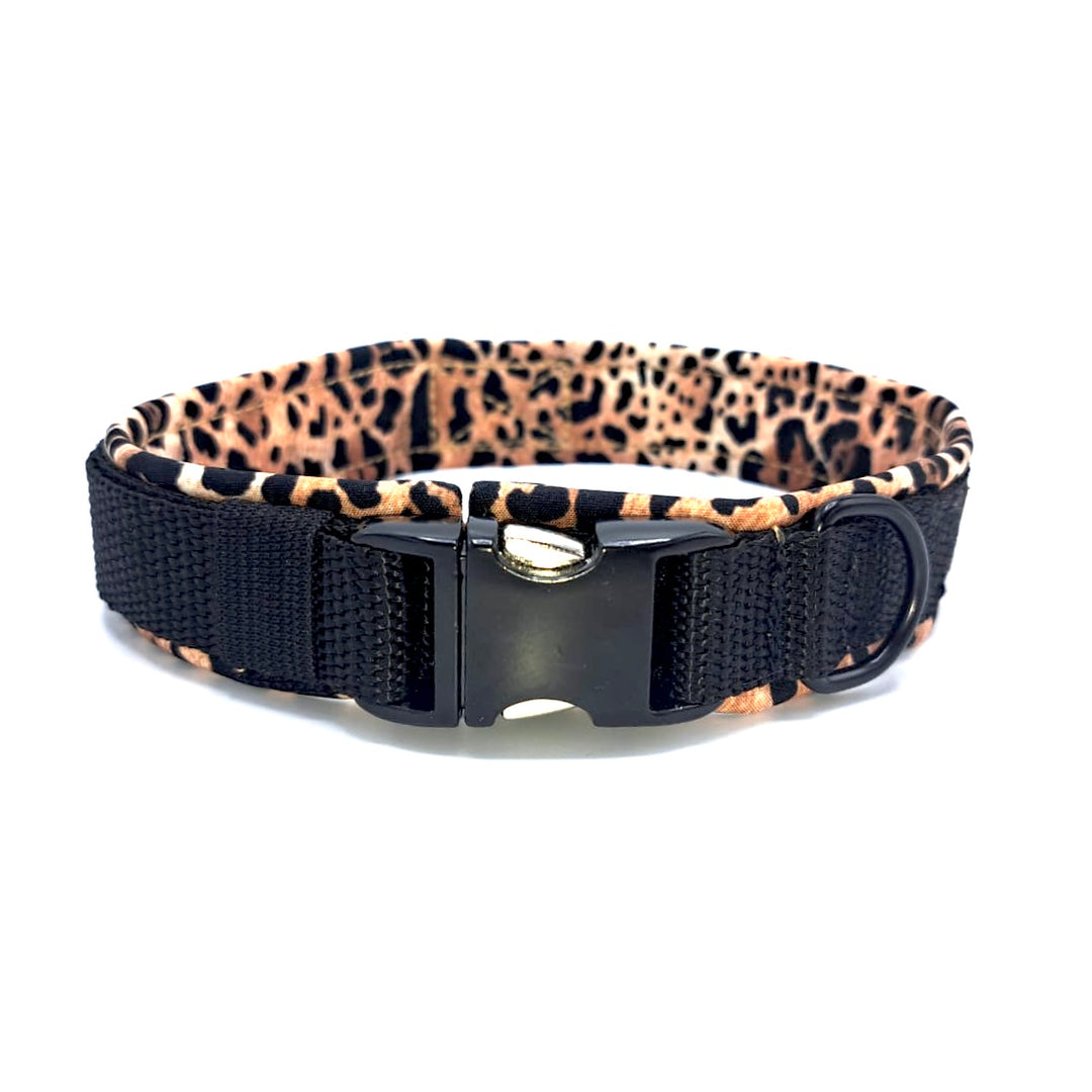 Hochwertiges Hundehalsband aus robustem Material, verstellbar und komfortabel. Halsband Leopard schwarz 