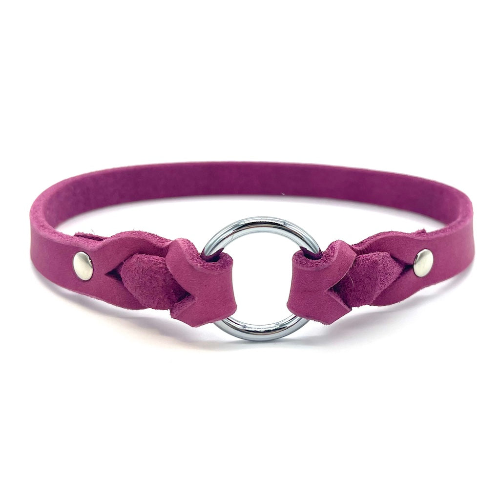 Markenhalsband aus Fettleder für die Steuernummer und Namensmarke von Hunden Pink