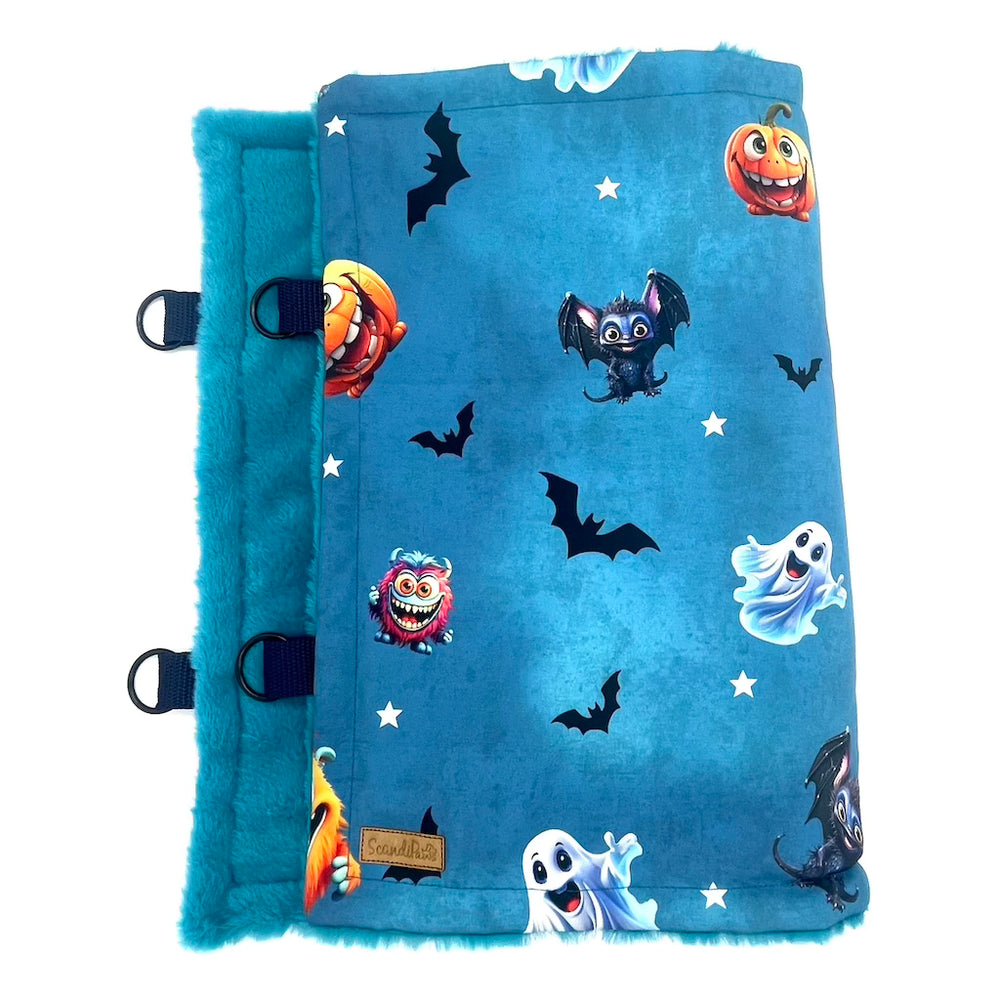 Halloween Hund Decke Reisedecke Blau  Fledermaus Geist Bats Monster